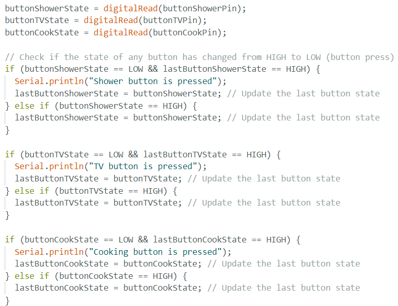 code about the buttons
